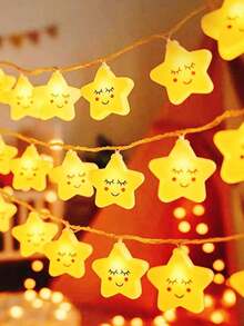 1pc 10 LED 2m Colorful/Yellow Light Star Shaped String Light, Twinkling Star Bedroom Decoration String Light, Kids' Surprise Gift For Festivals/Parties