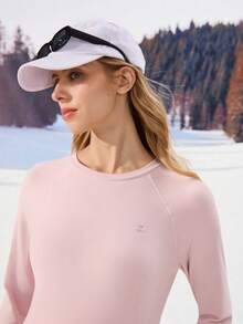 OutZeal 女士冬季保暖户外T恤 粉色长袖 日常休闲保暖内衬 柔软舒适 圆领 带拇指孔