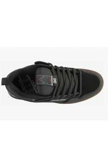 Tenis para hombre resistente al desgaste punta redonda cordones suela plana estilo skate uso urbano deportivos - Negro - Ver 3