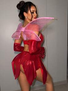Fantasy Costume 4pcs Fairy Costume Set With Wings - Red - View 2