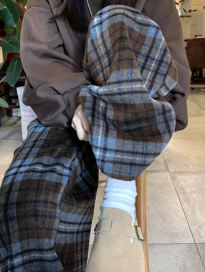 DAZY 女士宽松直筒格子裤，秋冬季