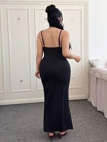 CovetEZ 大码夏季休闲纯色高开叉连体裤连衣裙