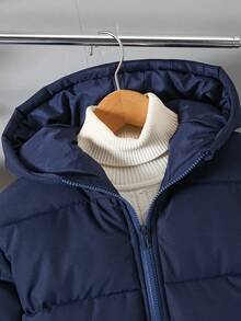 Vacaura 1pc Boys' Quilted Pocket Casual Padded Coat - Navy Blue - View 5