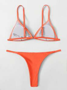 SHEIN Swim Solid Color Sexy Bikini Set For Beach Vacation - Orange - View 2