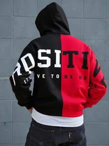 SHEIN Tween Boy 运动款大字母拼色连帽卫衣，适合春夏秋冬，适合户外玩耍、上学、街拍、聚会和居家休闲，性价比高