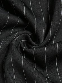 SHEIN LUNE Pantaloni casual a gamba ampia con stampa a righe e tasche, adatti per taglie comode - Grigio Chiaro - Visualizzare 3