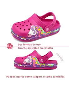 GETAC Sandalias chanclas luz LED de verano niño comodos para deporte y playa diseño unicornio dormido - Rosa Fucsia - Ver 8