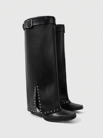 Grunge Punk Women's Fashion Commuter Chunky Heel Adjustable Buckle Ankle Boots