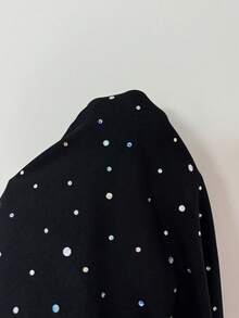 Rafferiza Elegantes Partykleid mit asymmetrischem Ausschnitt, plissierter Vorder- und Seitenpartie, Meerjungfrauensaum, Trompetenärmel für Frauen in Schwarz, Herbst/Winter, Jacquard-Strick-Mesh-Gewebe mit Silberfolie Maxikleid - Bordeaux - Übersicht 3