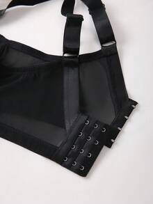 Sujetador con aros y decoración de lazo con calado para mujer de talla grande - Negro - Ver 7