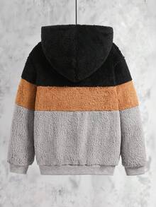 SHEIN Vacaura 1 pezzo Felpa con cappuccio comoda in patchwork per ragazzi pre-adolescenti, autunno/inverno - Multicolore - Visualizzare 2