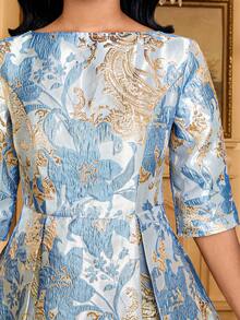 SHEIN Lady 女士时尚、优雅、浪漫中长短袖连衣裙 - 彩色 - 查看 8