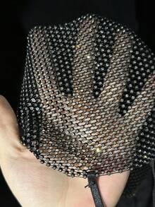 EgrlEra Y2K 女士水钻鱼网露脐吊带上衣，性感透视，适合酒吧、派对、夜店等场合。 - 黑色 - 查看 10