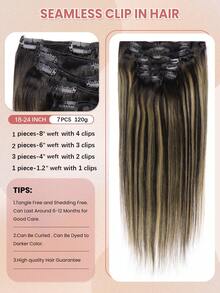 Clip In Hair Extensions Real Human Hair 120g 7pcs Clip In Extensions #TP1B/16/1B Ombre Natural Black With Golden Blonde Straight Remy Hair Clip In Hair Extensions - S1B/16/1B - View 4