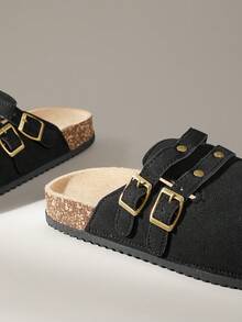 Solecia Zapatos planos versátiles y casuales para uso diario con hebilla ajustable para mujeres