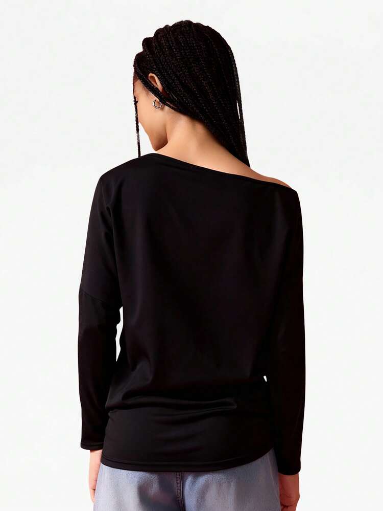 오프숄더 롱슬리브 탑