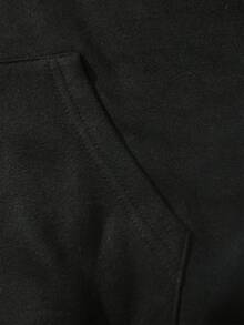 Sudadera Casual Con Capucha Con Forro Polar para mujer ,Con Estampado De Reno Sonriendo - Cuello Redondo, Manga Larga, para Otoño e Invierno - Negro - Ver 5