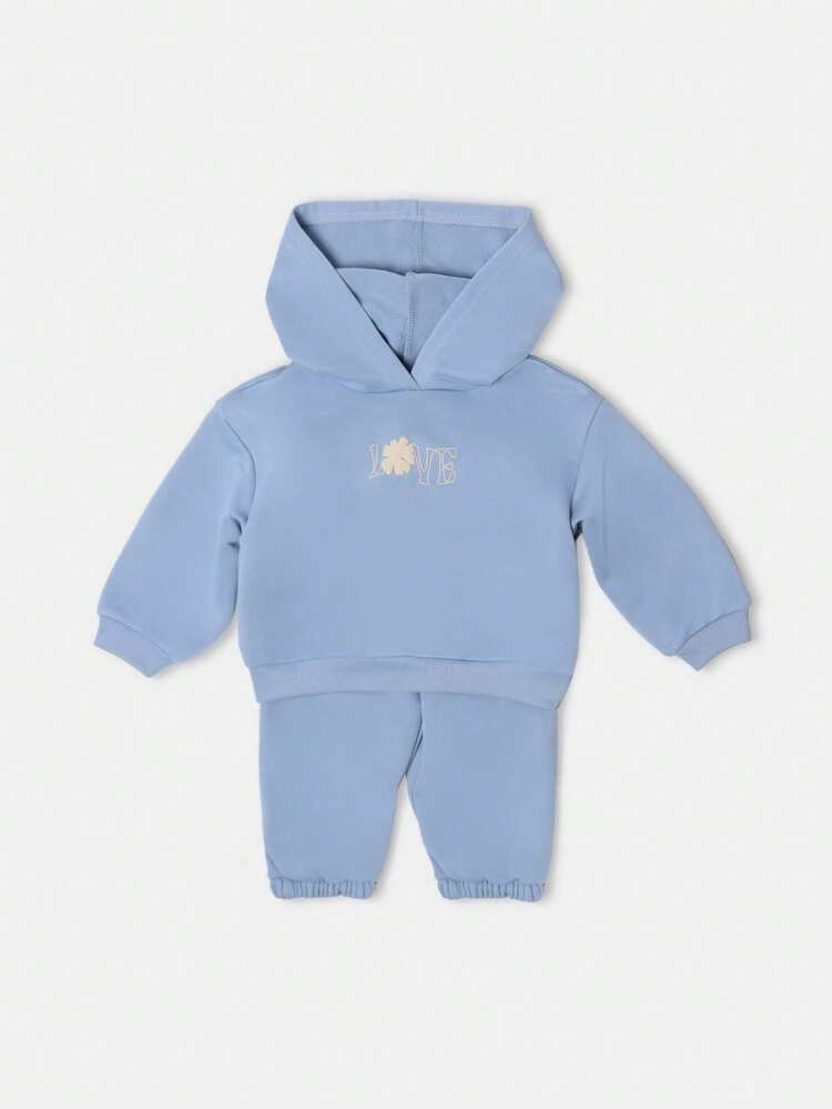 Hooded Sweatshirt With Love Print And Matching Joggers