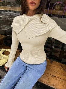 Aloruh Pull col roulé ajusté à manches longues jaune pour femmes, automne/hiver - Beige - Voir 7