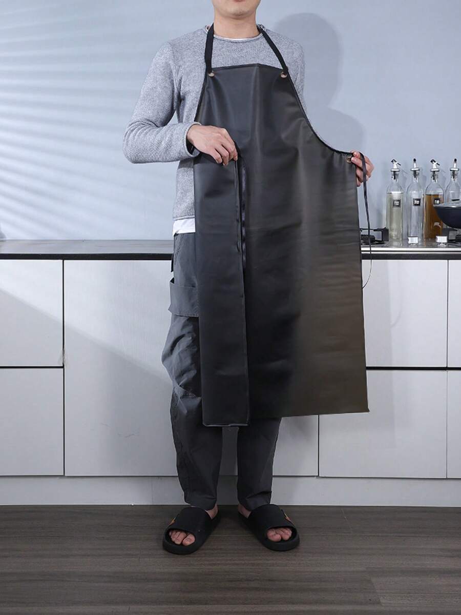 SHEIN 1 件装 PVC 防水防油塑料围裙,洗碗时保持清洁干燥,厨房烹饪实验室工作屠夫狗美容清洁鱼中性水清洁黑光半透明,厨房、浴室、家庭、家居用品 - 黑色半透明 - 查看 1