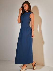 COSMINA Women's Elegant Sleeveless Ruched Dress, Versatile For Party, Commute And Everyday Wear, All Season