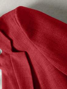 Franclia Áo khoác Blazer nữ cổ bẻ dài tay kẻ sọc xám chắp vá - Màu Đỏ Sâu - Xem 3