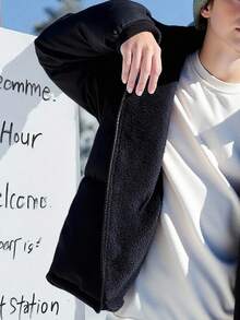 Vacaura 1 件适合青少年男孩的黑色保暖连帽派克大衣，时尚宽松的夹棉外套，适合秋冬季、户外、旅行、学校和各种场合 - 黑色 - 查看 7