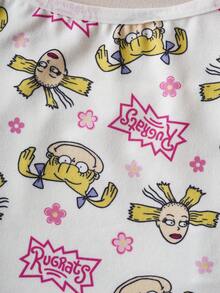 Nick 90s | SHEIN 2pcs Young Girl Cartoon Figure Graphic Camisole & Undershirt Set - White - View 5