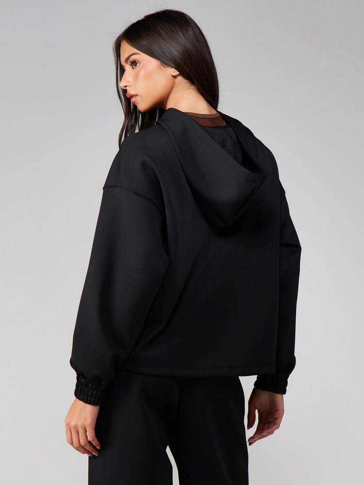 MISSGUIDED Zip Through Hoodie With Contrast Stripe Detail Long Sleeve Casual Fall Winter Streetwear Oversized Comfort Sweatshirt