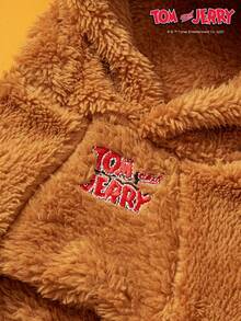 TOM & JERRY X PETSIN 1 件装 Jerry 刺绣立体耳朵装饰可爱双面毛绒材质保暖舒适连帽衫狗狗连帽衫 Jerry Cosplay 连帽衫 - 棕色 - 查看 12