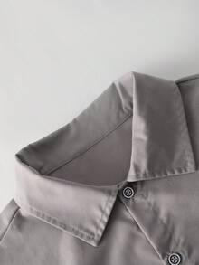 2pcs Teenage Spring Sports Casual Gentleman Single-Breasted Gray Long Sleeve Shirt And Elastic Waist Slant Pocket Casual Long Pants, 2 Pieces Set, Vacaura Boy Outfit Chic Outfits For Autumn/Winter Fall