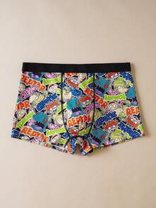 Nick 90s | SHEIN 1pc Men's Underwear With Nick 90s Digital Cartoon Print - Black - View 1