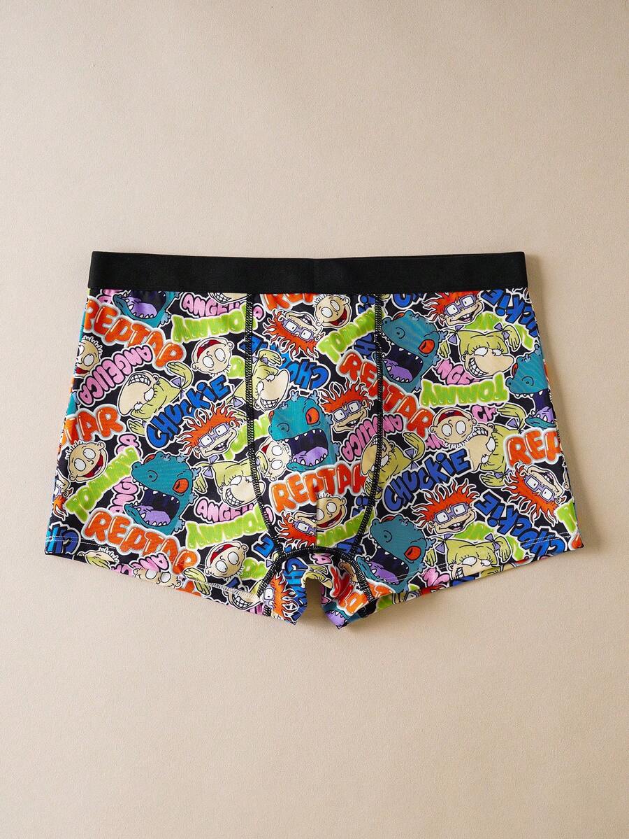 Nick 90s | SHEIN 1pc Men's Underwear With Nick 90s Digital Cartoon Print - Black - View 1