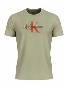 Calvin Klein Hero Monogram Men's Short Sleeve T-Shirt Green - Grön - Visa 4