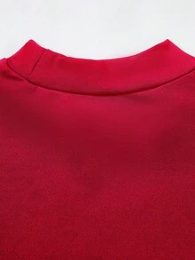 مجموعة للنساء مكونة من 2 قطعة: ملابس علوية قفطان أحمر بأكمام طويلة وتنورة أحمر مربعات ذات خصر عالي وأسفل متسع، طقم ملابس كاجوال مريح ومناسب الحجم