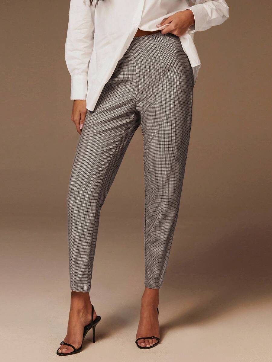 COSMINA Women's High Waist Plaid Tapered Casual & Work Pants - Multicolor - View 1