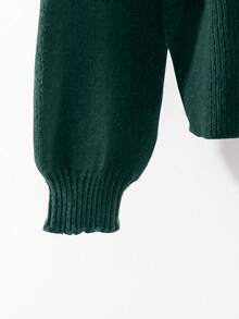 GlowEve Setelan 2 Potong Sweater & Celana Warna Polos Elegan untuk Wanita, Musim Gugur/Dingin - Dark Green - View 4