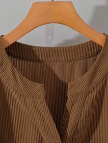 Elenzga Falda larga de cintura casual de unicolor para mujer, otoño - Marrón - Ver 4