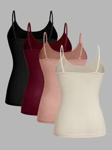 SHEIN EZwear 4件套休闲简约吊带背心，适合夏季穿着 - 彩色 - 查看 2