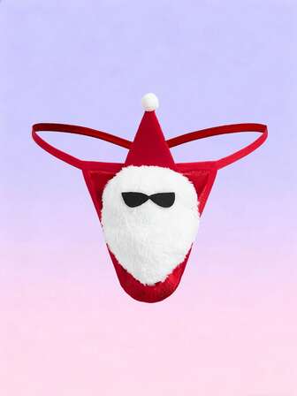 FeverCity 男士圣诞毛绒创意设计红色性感丁字裤