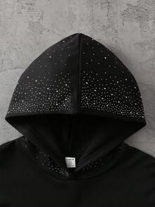 SHEIN Coolqubz 1pc Teen Boys' Rhinestone Embellished Sweatshirt, Suitable For Streetwear Fall Winter - Black - View 6