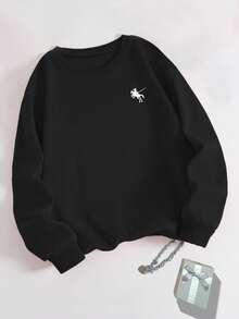 INAWLY Damen Sweatshirt/Paul Musketier Muster Stickerei/Stickerei/Winter Retro Sweatshirt/Festival Sweatshirt/Stickerei Stil/Lässig einfache Mode Sweatshirt/Damen locker lässiges Rundhals Oberteil/Frühling, Herbst und Winter