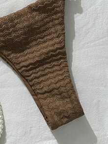 Swim Mod Women's Summer Solid Cream Yellow Jacquard Fabric Star Decor Halter Bikini Set