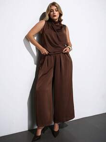 Maija Áo hai dây xếp ly màu trơn cỡ lớn, rộng rãi và thoải mái, cảm giác cao cấp, màu đỏ, hồng, mâm xôi đen, thời trang đi nghỉ, áo nữ thoải mái, thích hợp cho lễ hội âm nhạc, kỳ nghỉ ở bãi biển, trang phục thường ngày, kỳ nghỉ lãng mạn ở thành thị, thích hợp cho các buổi đi chơi, tụ tập, đám cưới, trang phục khách mời, phong cách cổ điển, mùa tốt nghiệp, trang phục công sở thường ngày, trang phục công sở, phong cách cổ điển giản dị, cao cấp, đi làm ở thành thị, biên tập viên tạp chí, trang phục dự tiệc xã hội ở thành thị, quyến rũ - Cà phê nâu - Xem 2