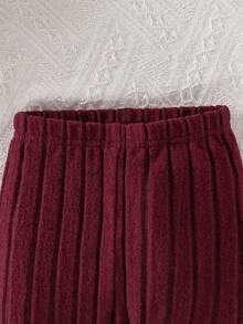 女婴简约时尚红色纯色连衣裙、背心外套和裤子三件套