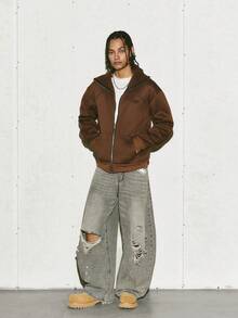 PAVTROS Áo khoác nam Manfinity Streetrush phong cách đường phố, dễ phối đồ với INS, áo hoodie nam casual thêu chữ, có khóa kéo, thích hợp cho mùa thu/đông, bộ đồ thể thao, áo hoodie kèm mũ, màu nâu, phong cách đường phố, quà tặng cho bạn trai, áo hoodie nam màu nâu có khóa kéo, áo sweatshirt màu nâu, áo khoác màu nâu. - Cà phê nâu - Xem 3