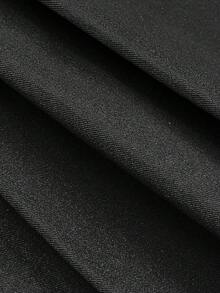 SHEIN 少女灯芯绒纽扣褶皱A字迷你裙，休闲，秋冬款 - 黑色 - 查看 3