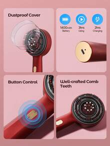 Teckwe Electric Scalp Massage Comb, Red Light Hair Care Comb, Three Modes Available, Type-C Charging Scalp Care Massage Comb Red Light Hair Loss Prevention Hair Device Head Medication Device Hair Liquid Introduction Comb 1400mAh - Multicolor - View 6