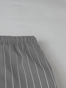 SHEIN LUNE 大码女式休闲松紧腰常规款条纹裤，秋冬女装 - 彩色 - 查看 6
