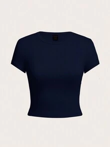 SHEIN EZwear 4件套休闲圆领短袖修身女式T恤，适合夏季穿着 - 彩色 - 查看 4